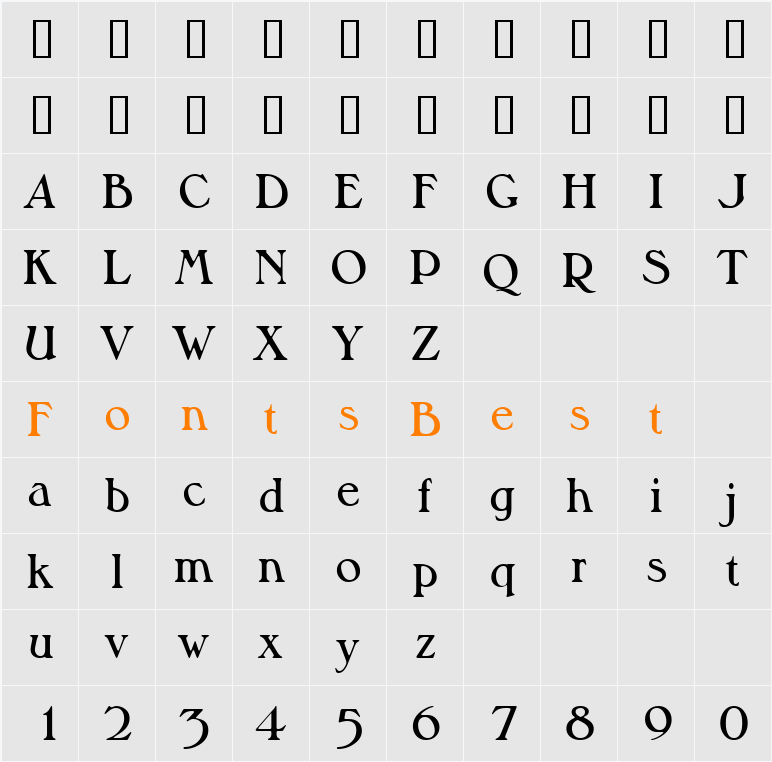 Musketeer Demi Bold Character Map