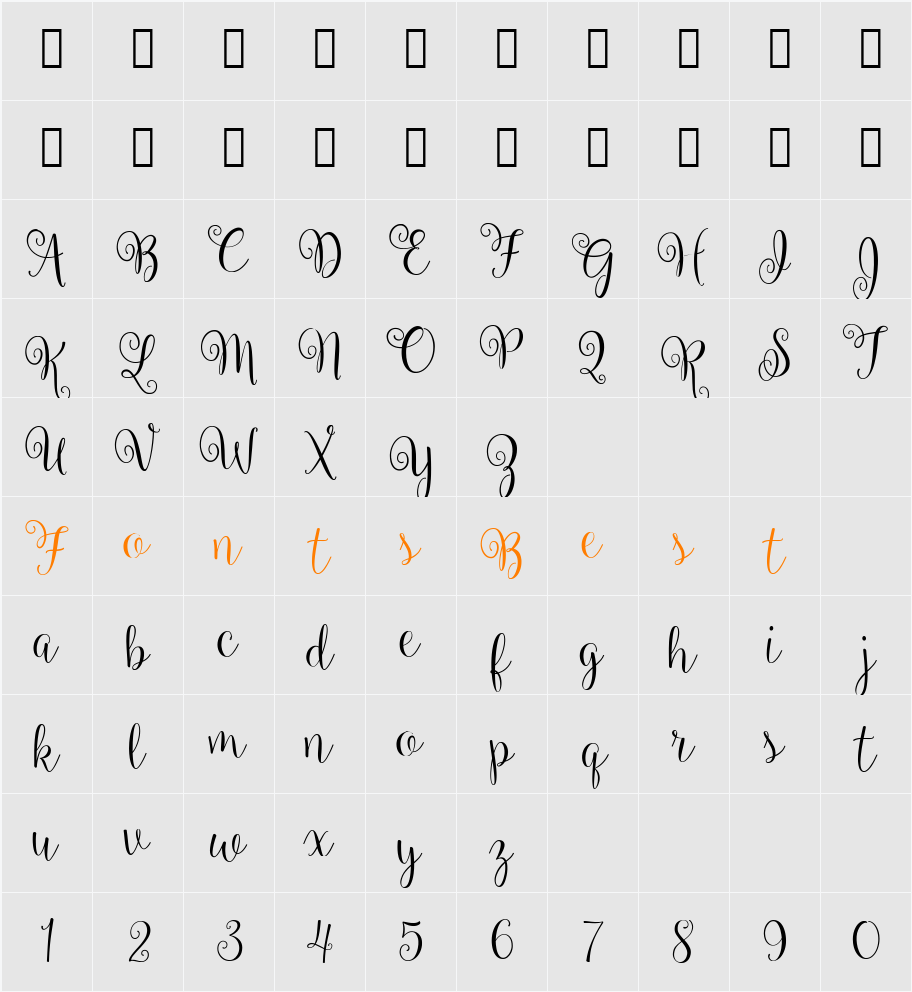 Ballerina Script Character Map