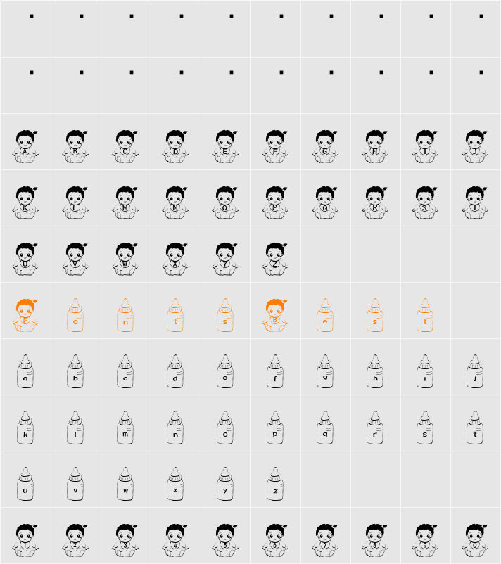 Baby Font Character Map