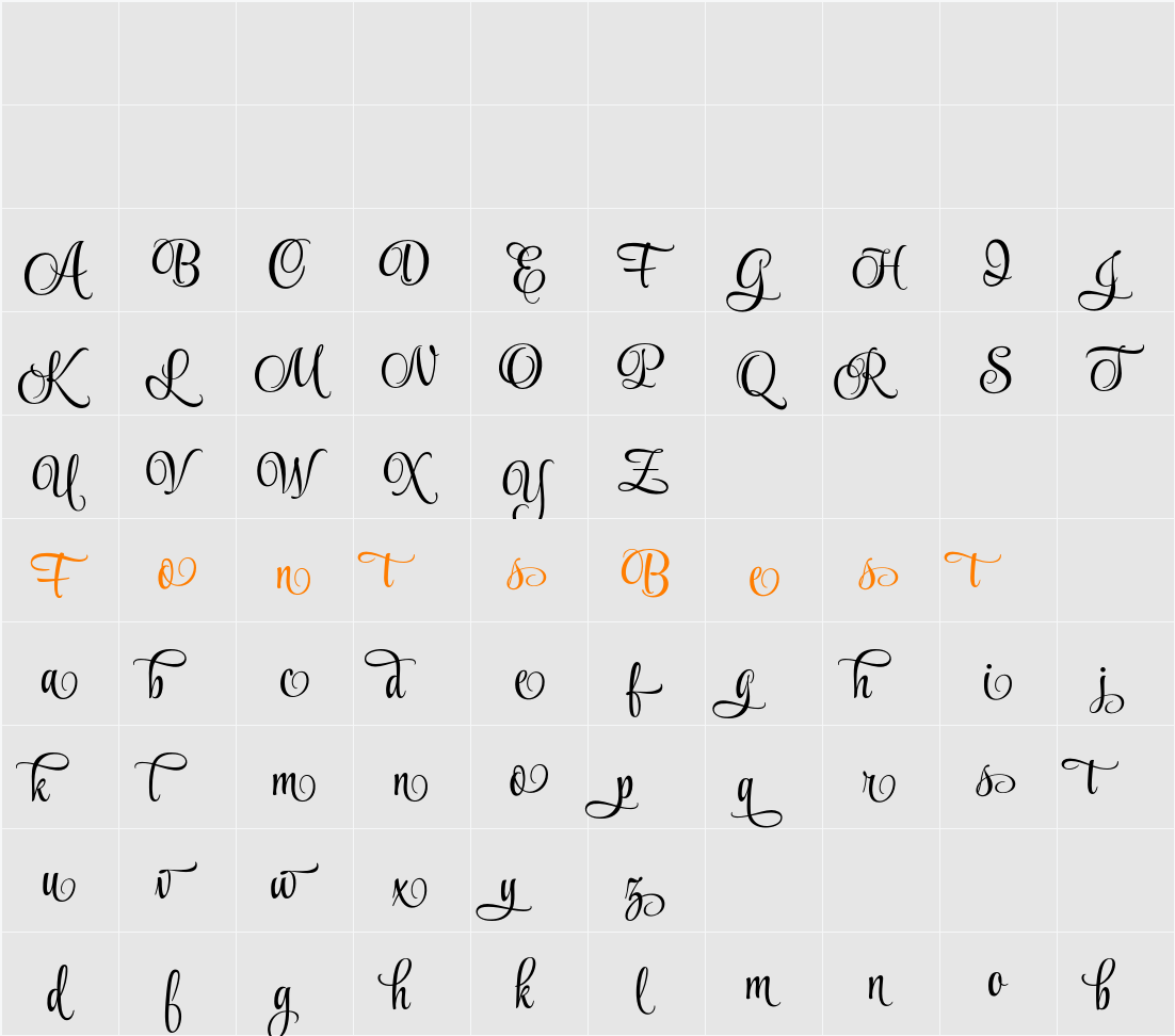StyleSwashes Character Map