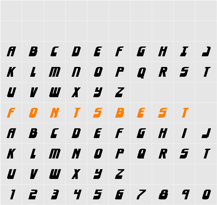 EldebaranExpanded Italic Character Map