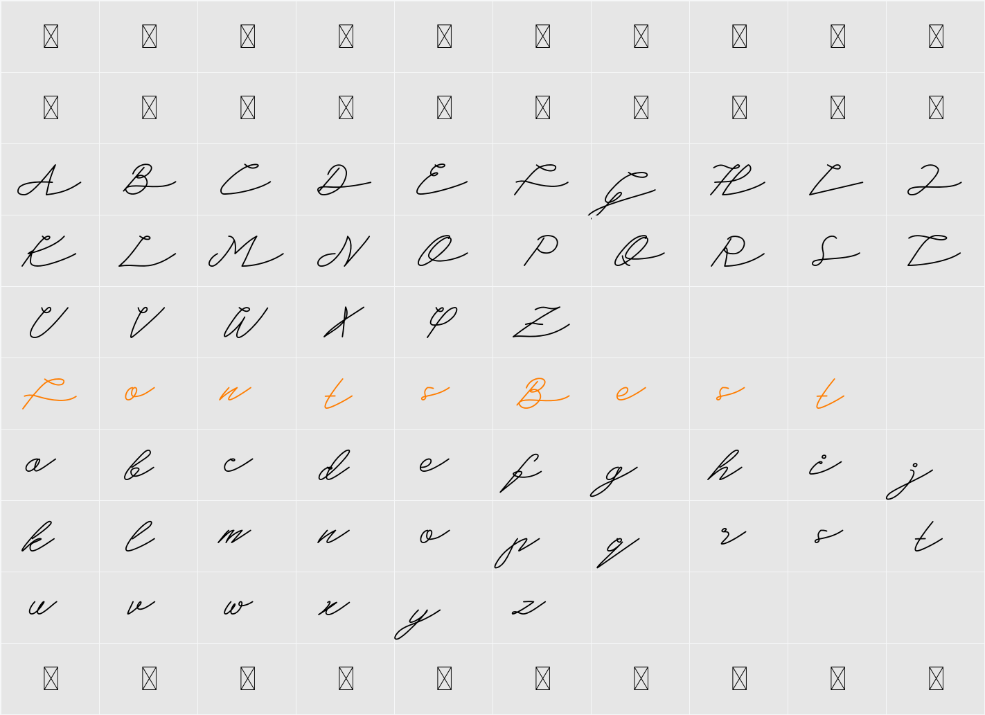Basella-Demo Character Map