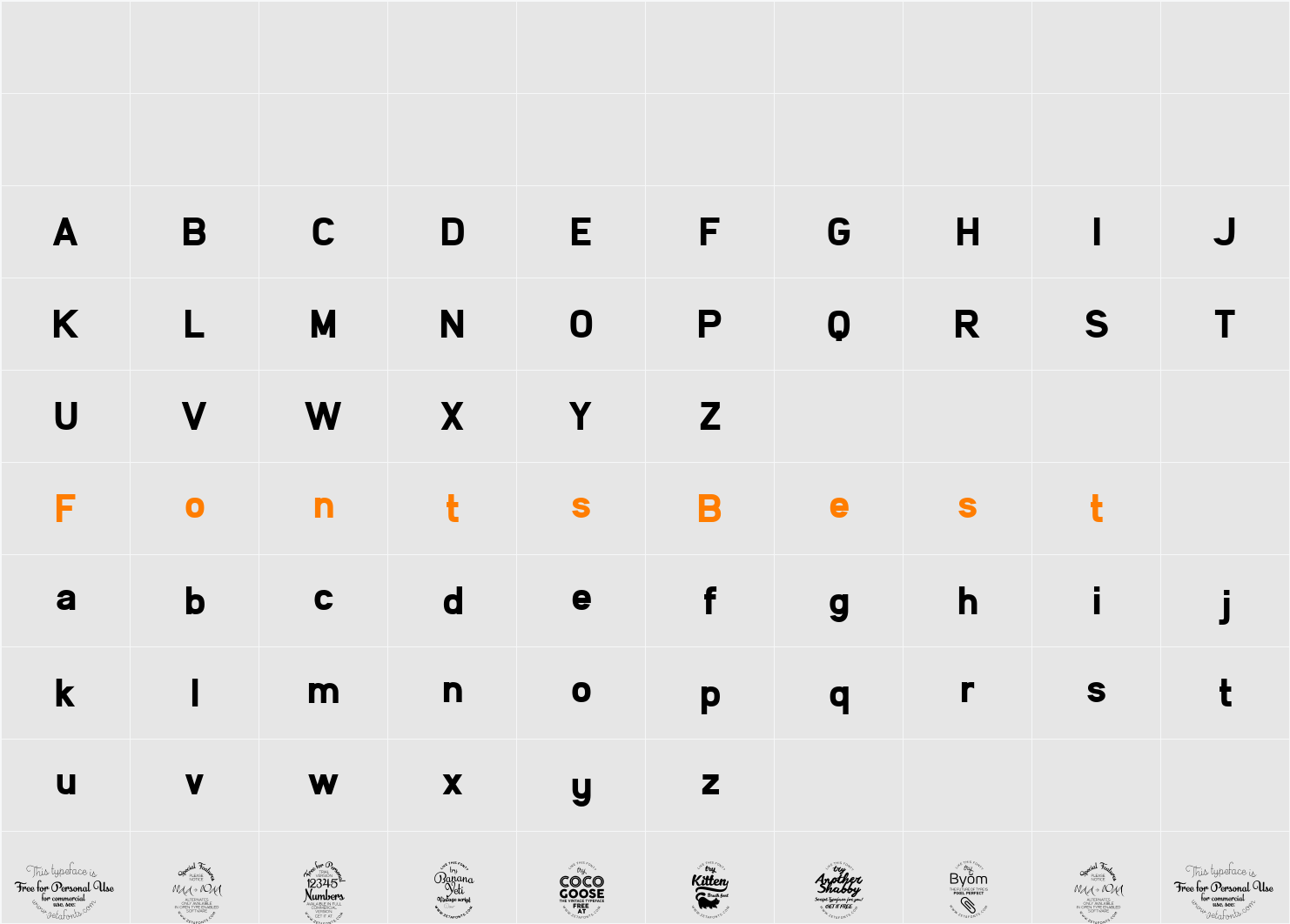 Filetto Character Map