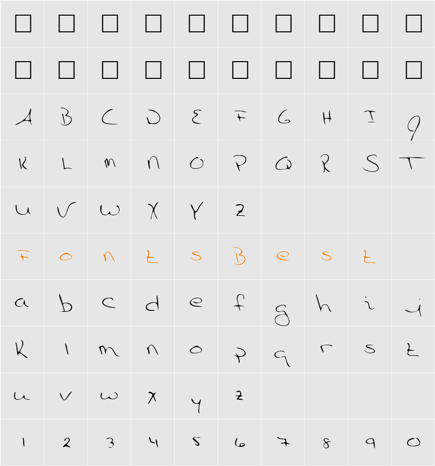 ChristinesHand Character Map