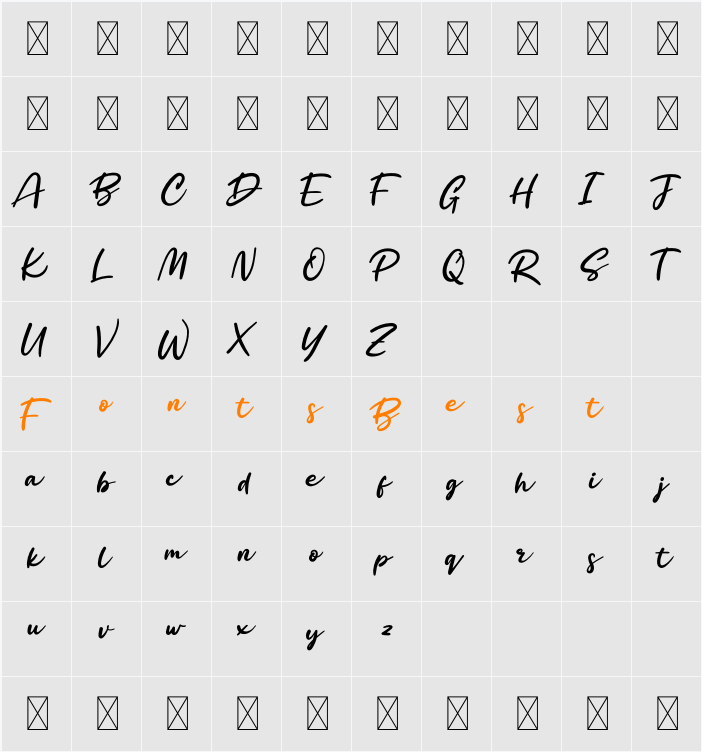 Barthley Personal Use Character Map