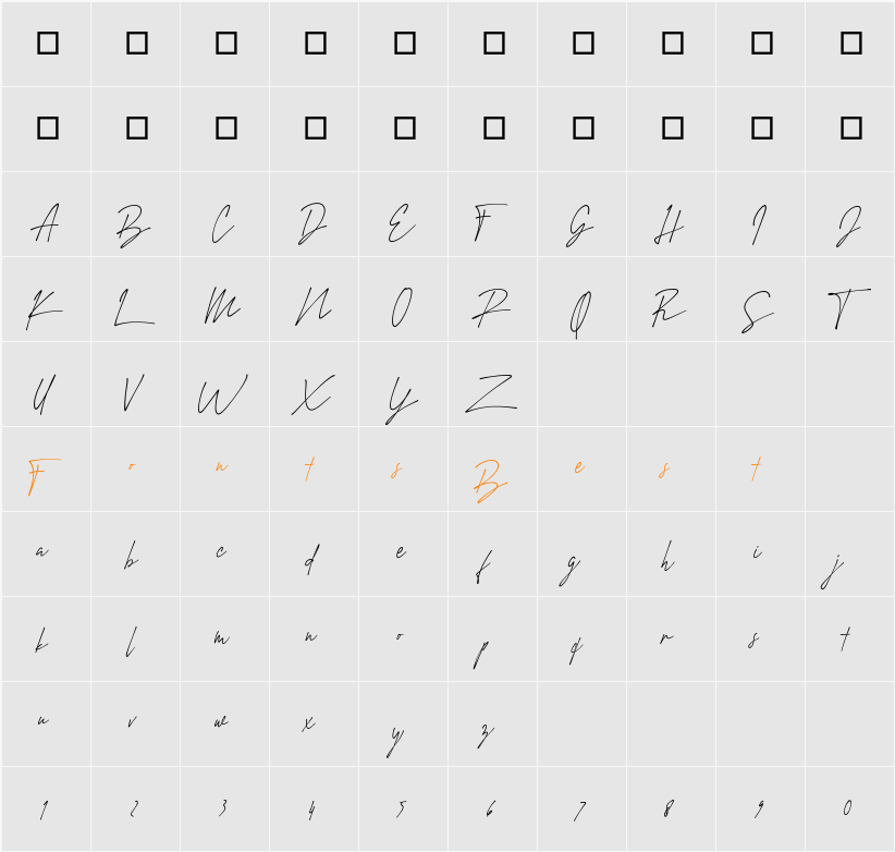 Amstirdam Character Map