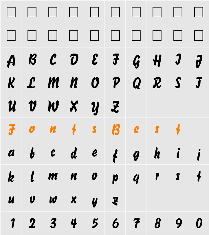 BisonLight Character Map