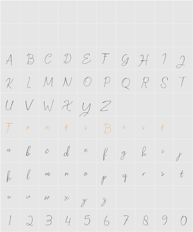 Birthday Script Character Map