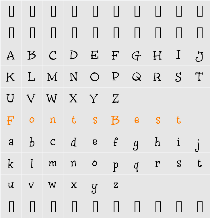 inkyDoo Serif Character Map