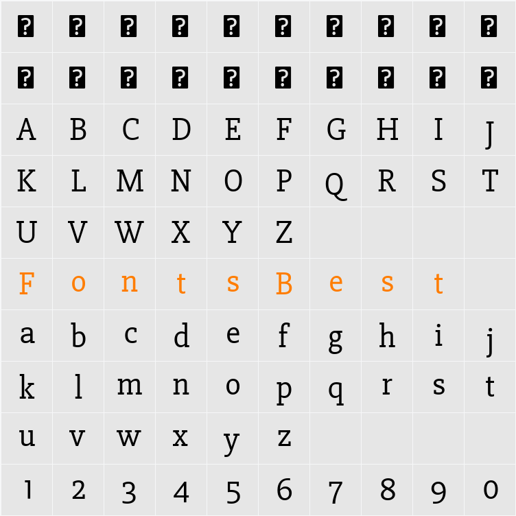 Slabo 27px Character Map