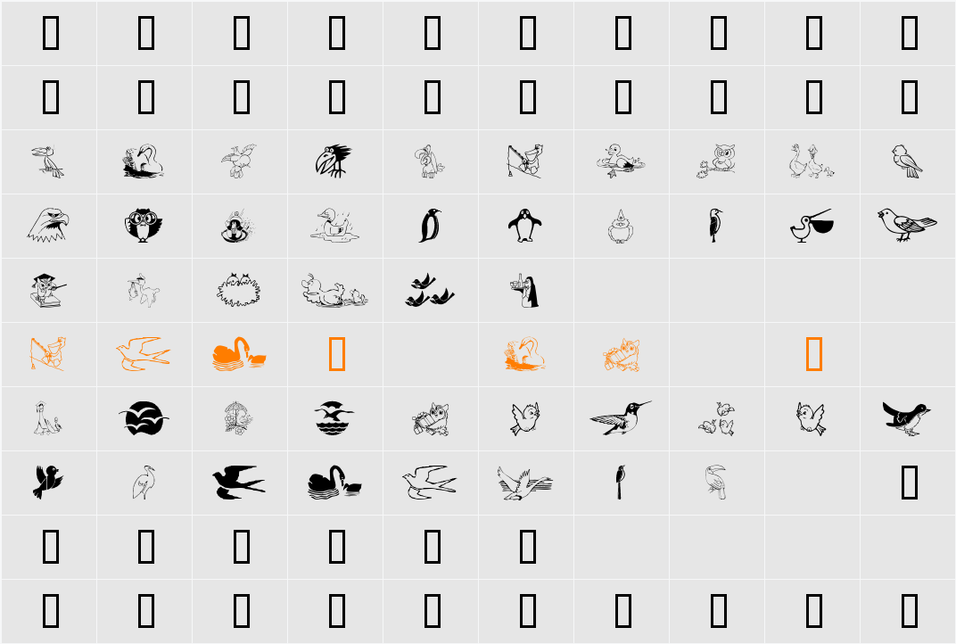 BirdArt Character Map