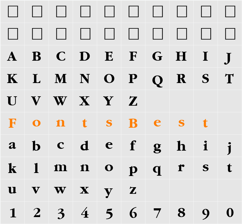 CyrillicGaramond Character Map
