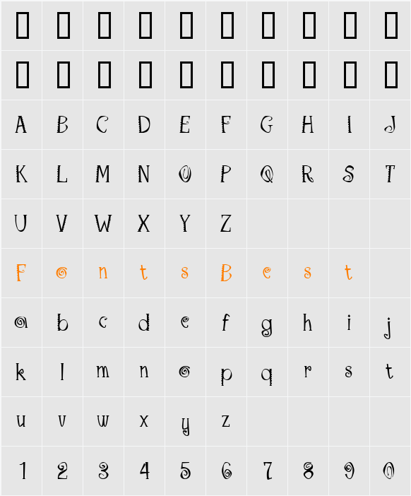 Copacabana Character Map