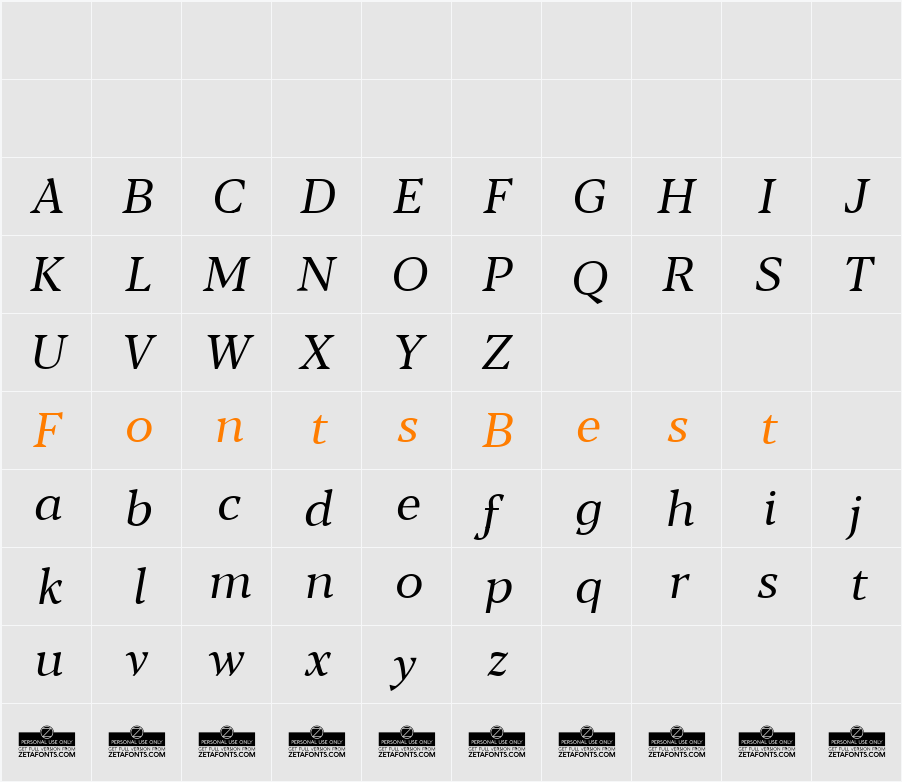 Blacker Text Character Map