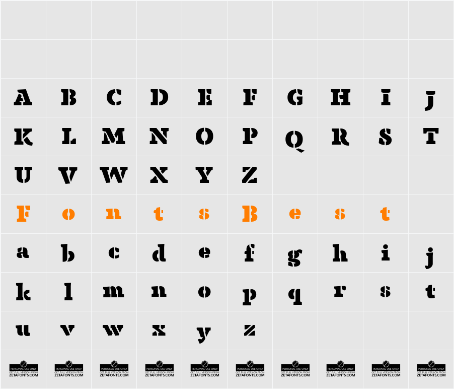 Anaphora Stencil Character Map