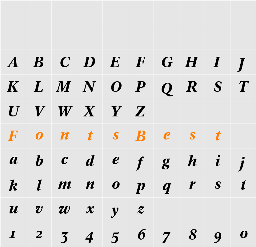 Concorde BE Character Map