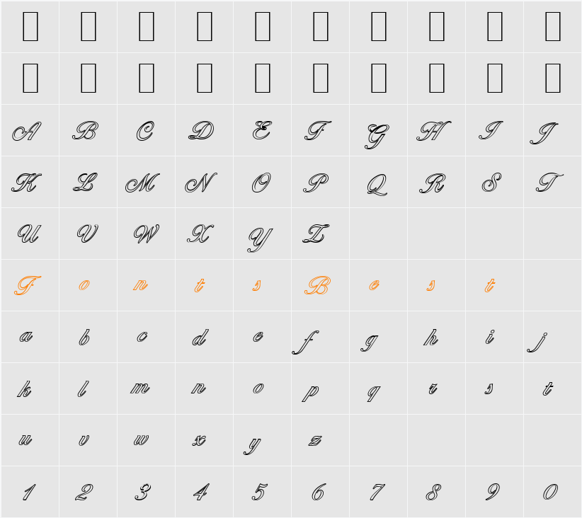 BallantinesOutline-Light Character Map