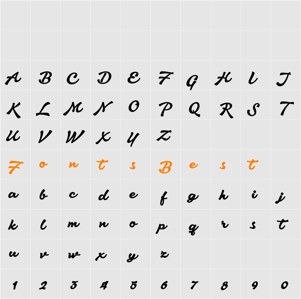 Aromia Script Black Character Map