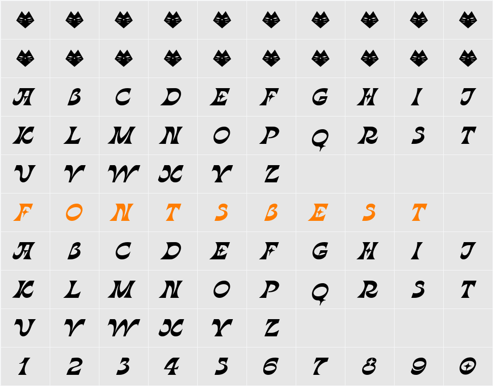 Zvezda NHZDN Character Map