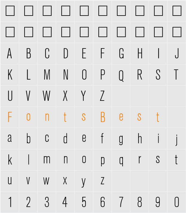 AkzentCondLight Character Map
