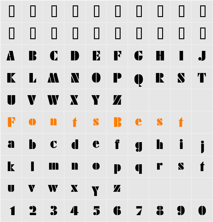 DecoBlack Character Map