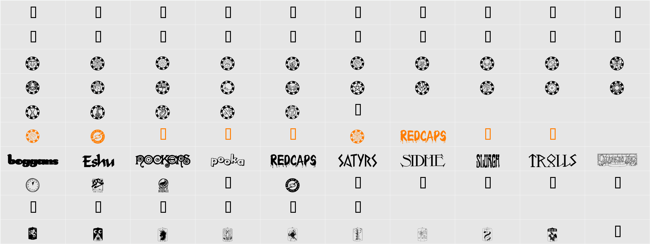 Changeling Dingbats Character Map