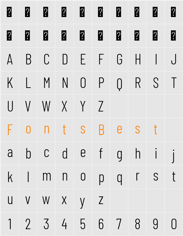Barlow Condensed Light Character Map