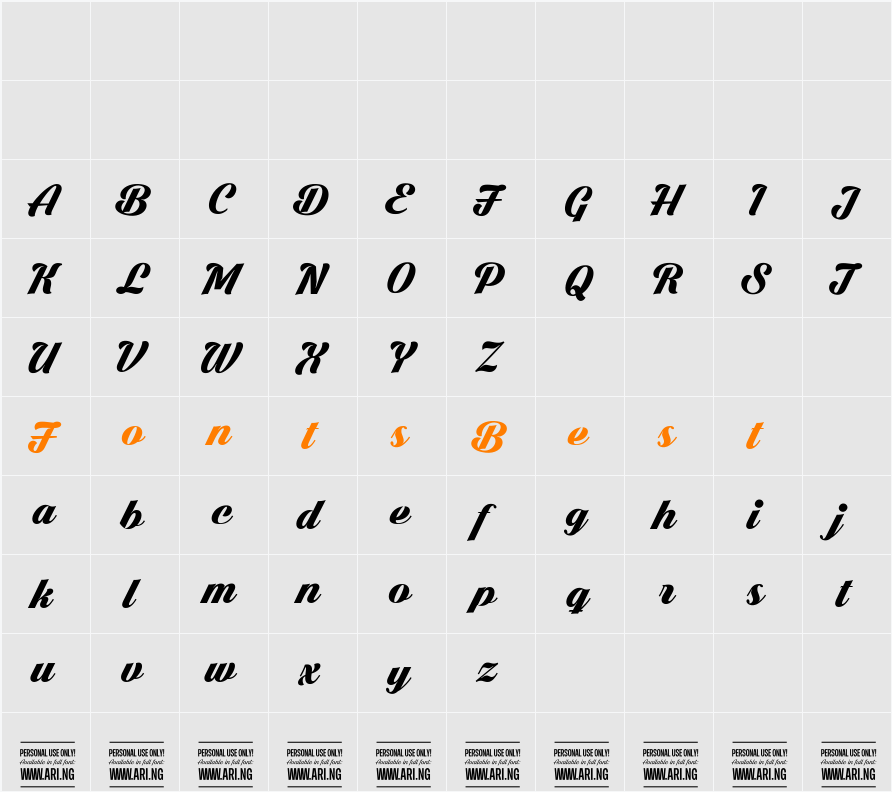 Dark Larch PERSONAL USE ONLY Character Map