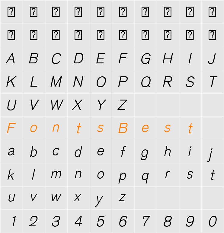 BasicCommercial LT Com LightIt Character Map