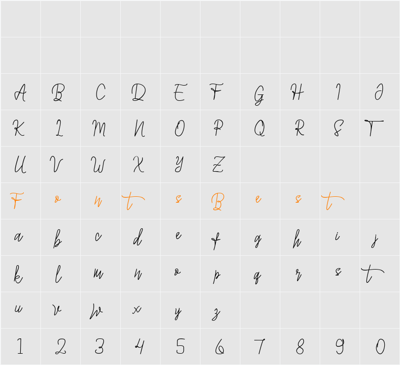 Asittany Script Character Map