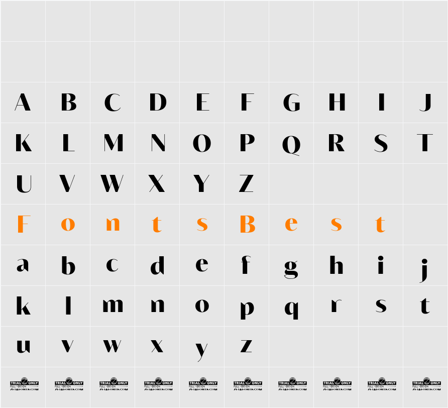 Blacker Sans Display Trial Heavy Character Map