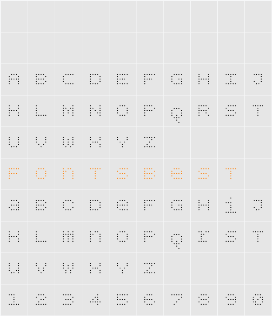 BPdotsUnicase Character Map