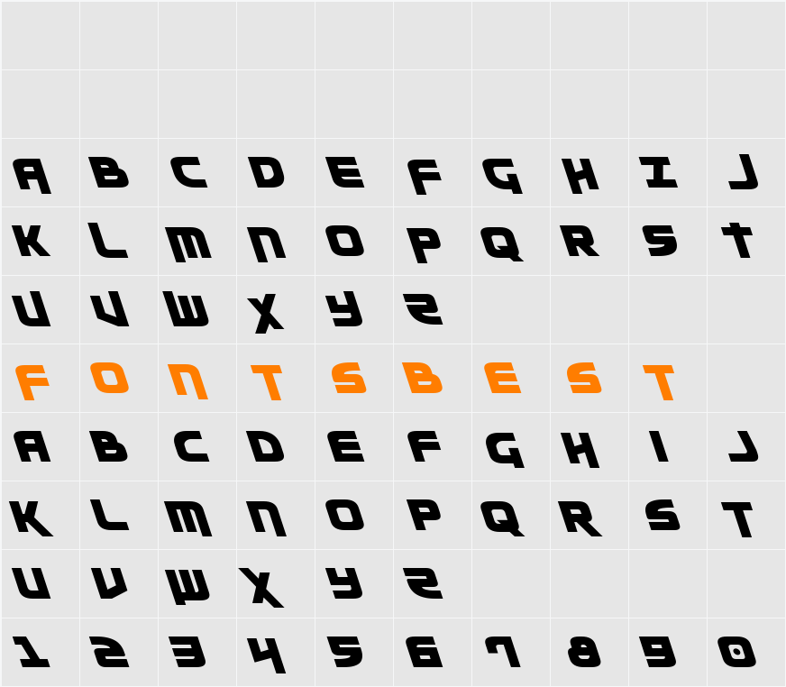 Moltors Leftalic Character Map