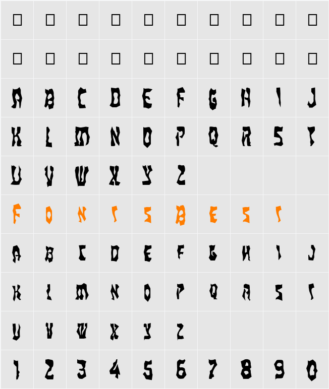 FZ WACKY 22 Character Map