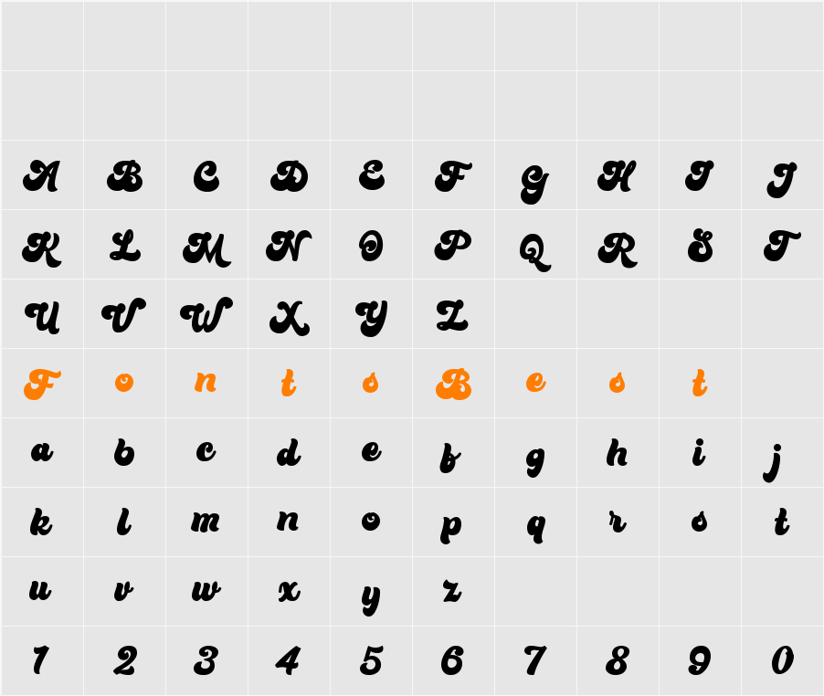Bratsy Script Demo Character Map