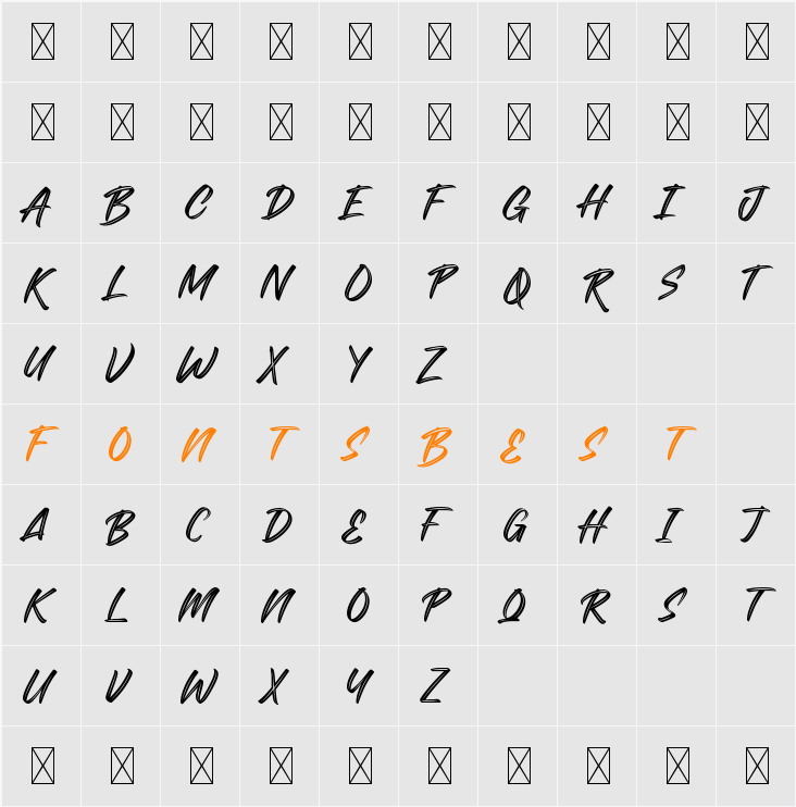 Bluesticks Demo Character Map