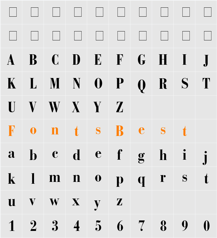 Bodoni Recut Condensed SSi Character Map