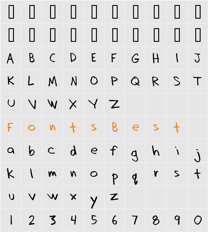 Dadhand Character Map