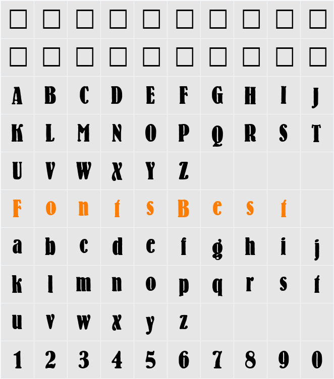BernhardCondensed Character Map