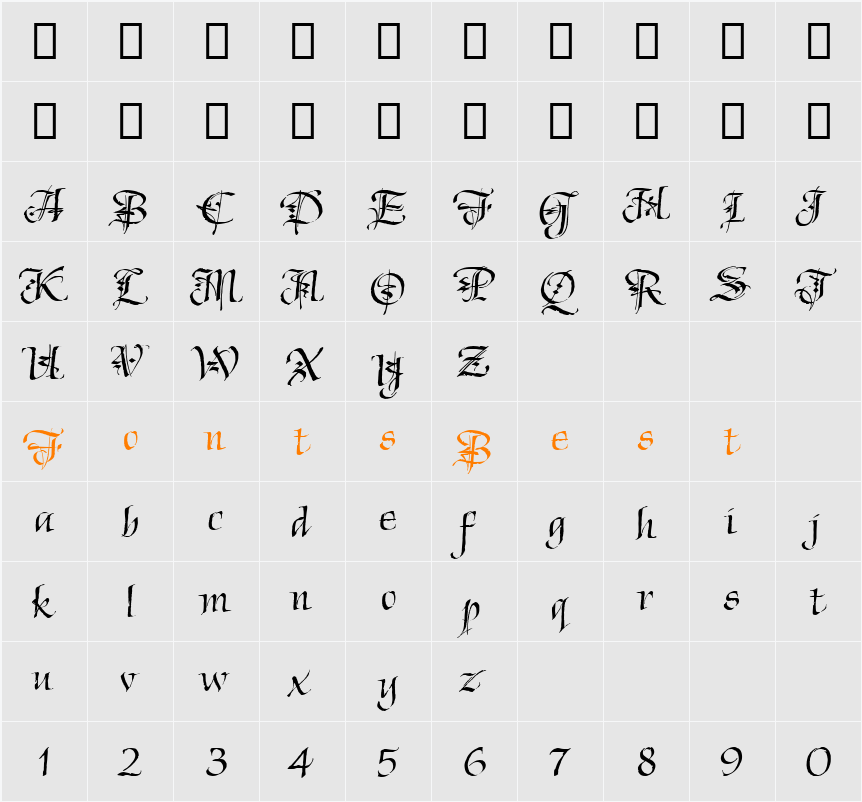 Chivalry Decorative ITCTT Character Map