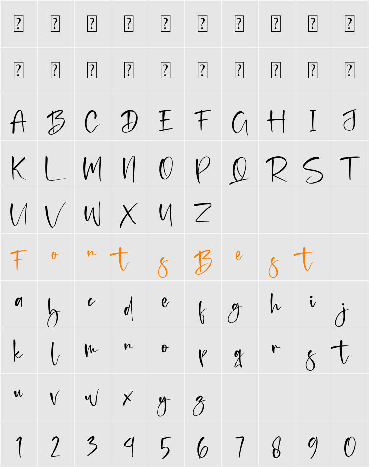 Brunella Character Map