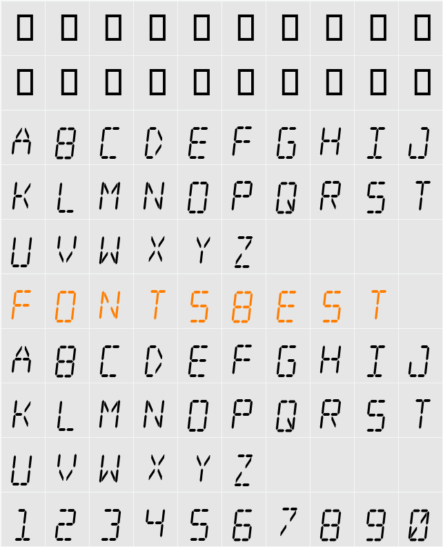 Digital dream Skew Narrow Character Map