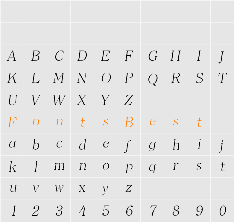 ChristianBecker-ExtraLight Character Map