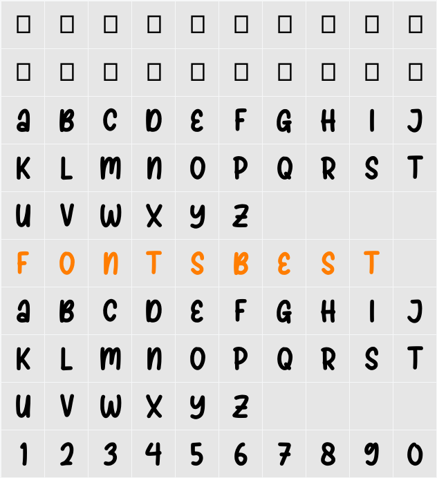 Brickhand Character Map
