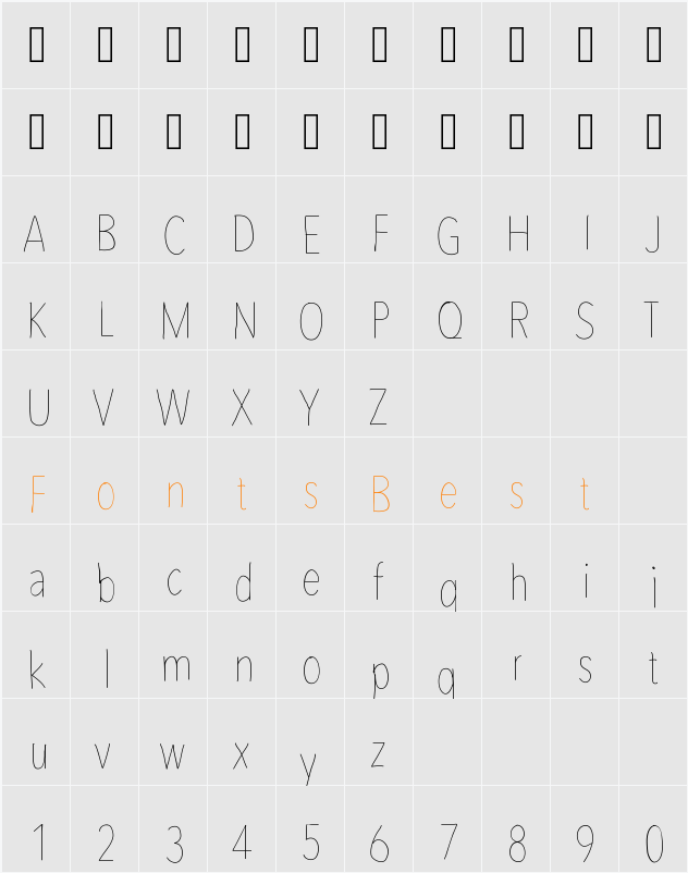 AvenirCondensedHand Character Map