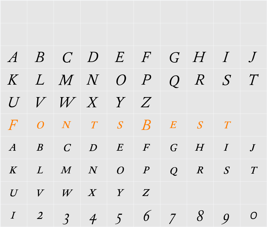 DTLElzevirTCaps Character Map