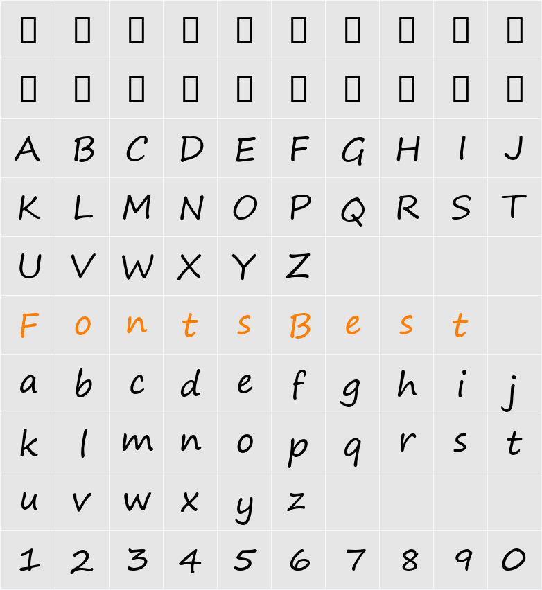 Segoe Print Character Map