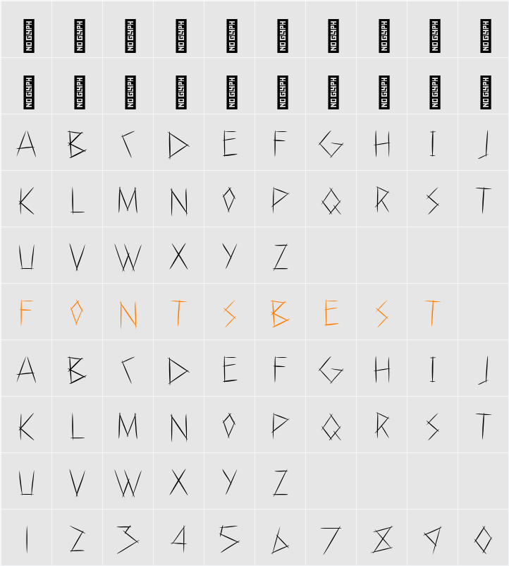 Topor Character Map