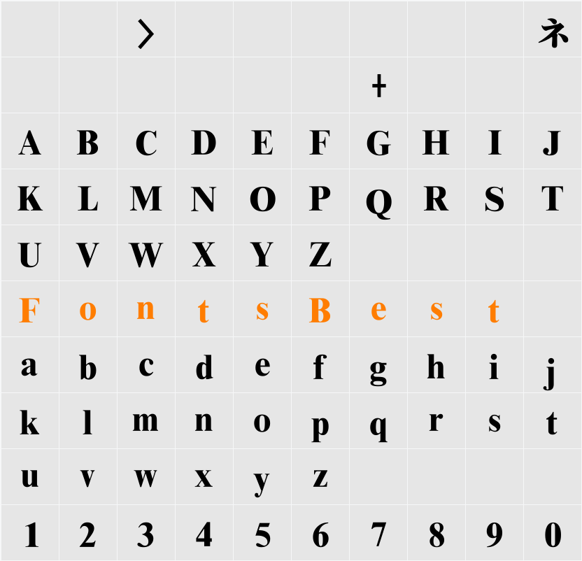 DFPMingUBold-GB Character Map
