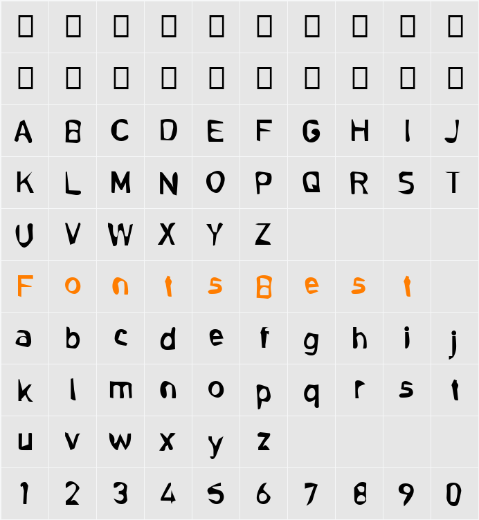 DTCDirtyM13 Character Map